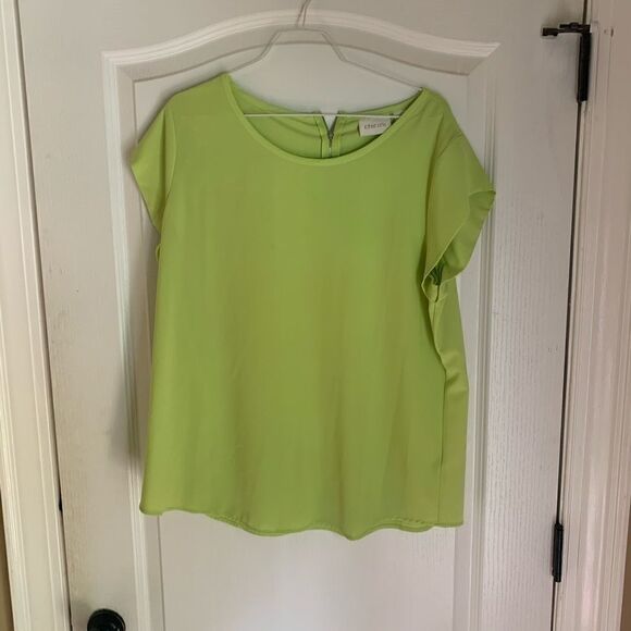 Chico’s neon green zipper back blouse - Picture 1 of 5